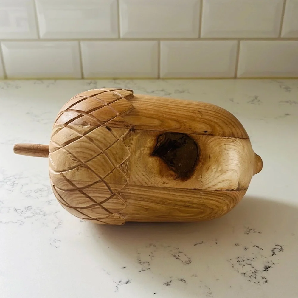 Crate&Barrel Large Wood Acorn Sculpture